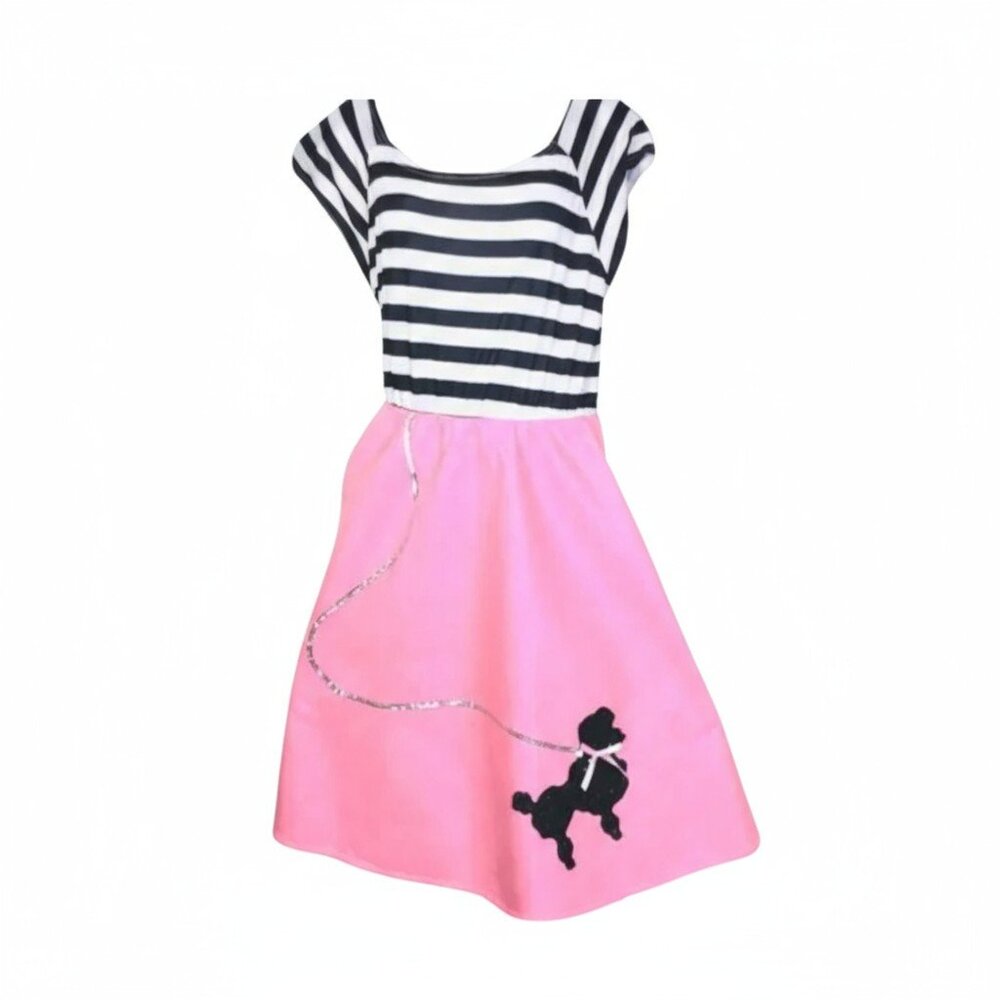 Retro Pink Poodle Dress Fun & Flirty Costume Halloween Dress Up Cosplay